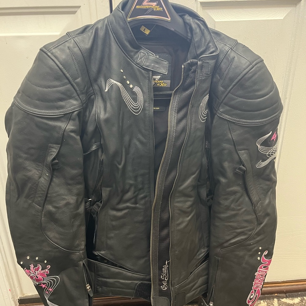 Scorpion EXO Get Stung Black Leather Biker Jacket with Protective Armor